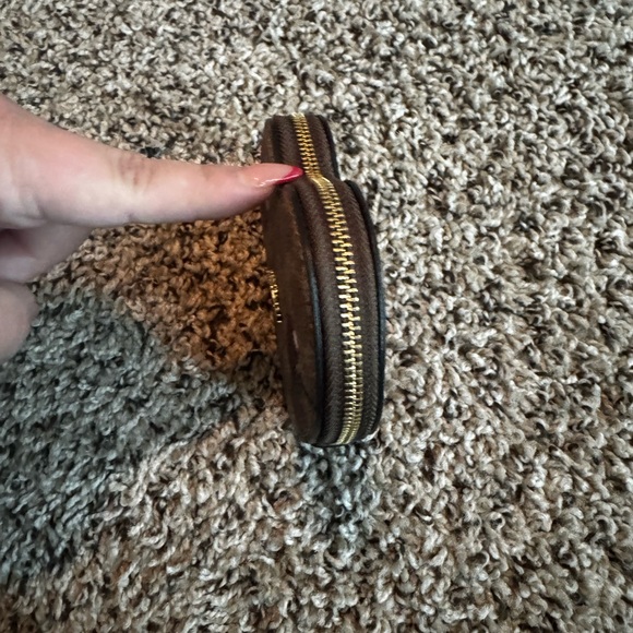 Coach Brown Heart Coin Pouch with Cherry Design - Picture 3 of 4